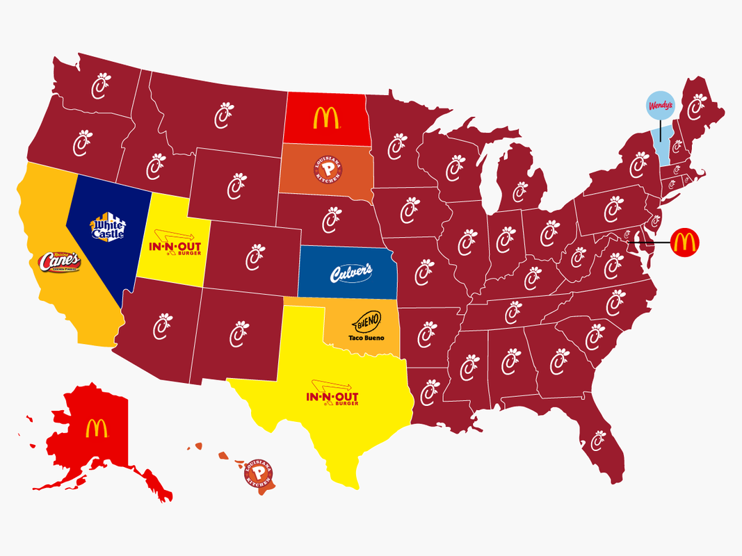 Data reveals the most popular fastfood chain in every U.S. state